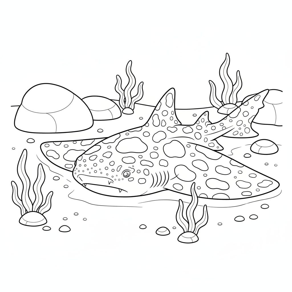 Angel shark flat bottom dwelling camouflaged - Free Printable Coloring Page Angel shark flat bottom dwelling camouflaged - Free Printable Coloring Page