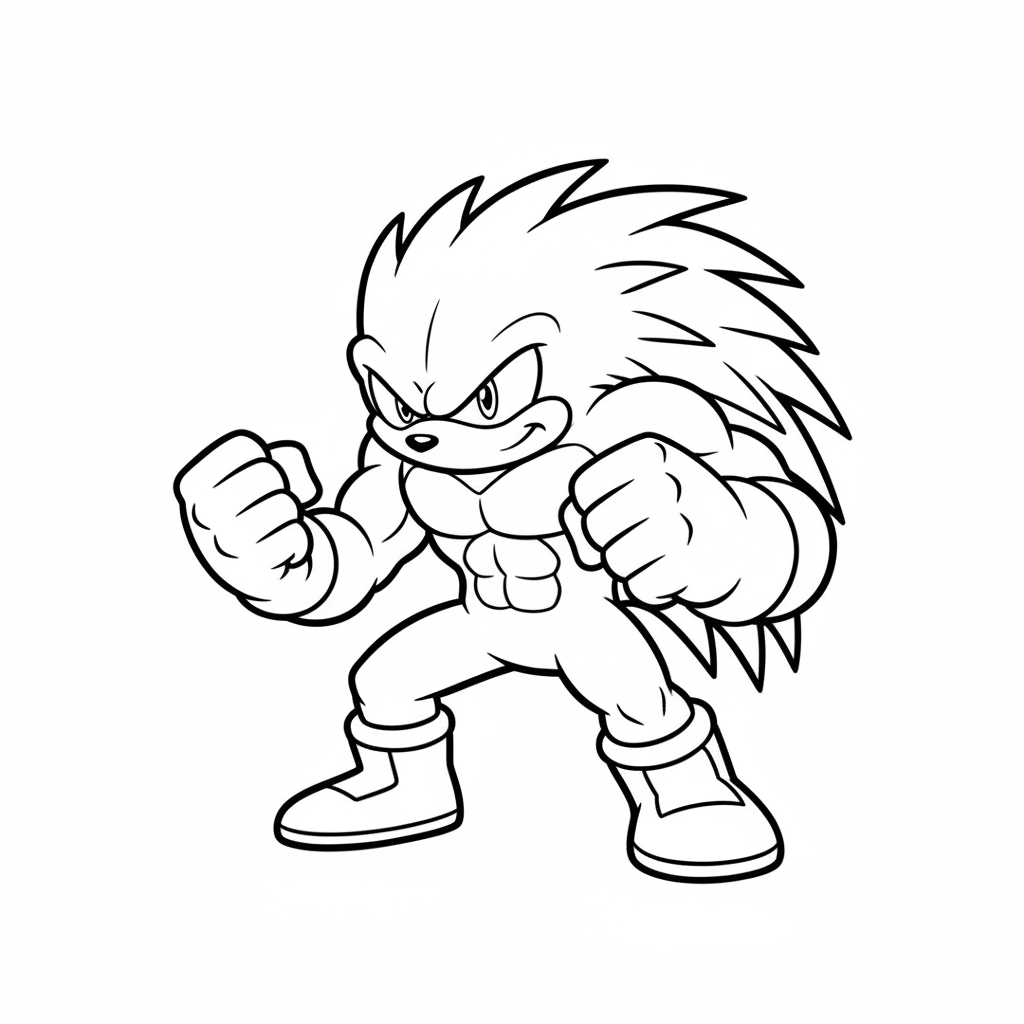 A strong red echidna creature with powerful fists fighting