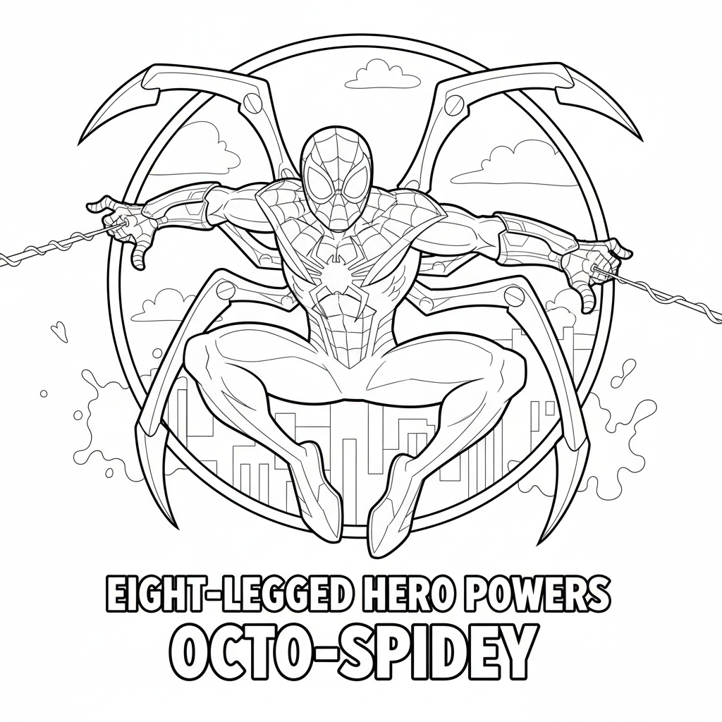 Spider superhero character eight-legged hero powers - Free Printable Coloring Page
