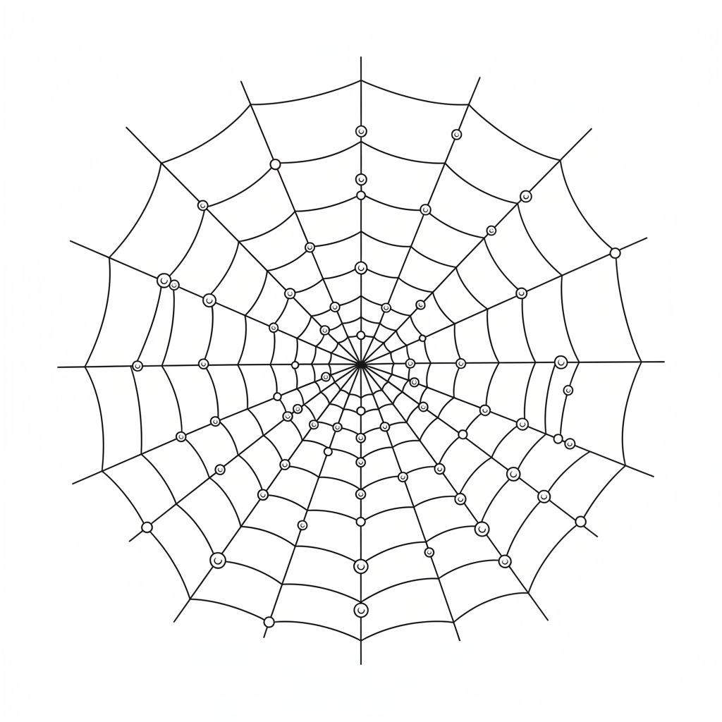 Spider Web With Dew Drops - Free Printable Coloring Page Spider Web With Dew Drops - Free Printable Coloring Page