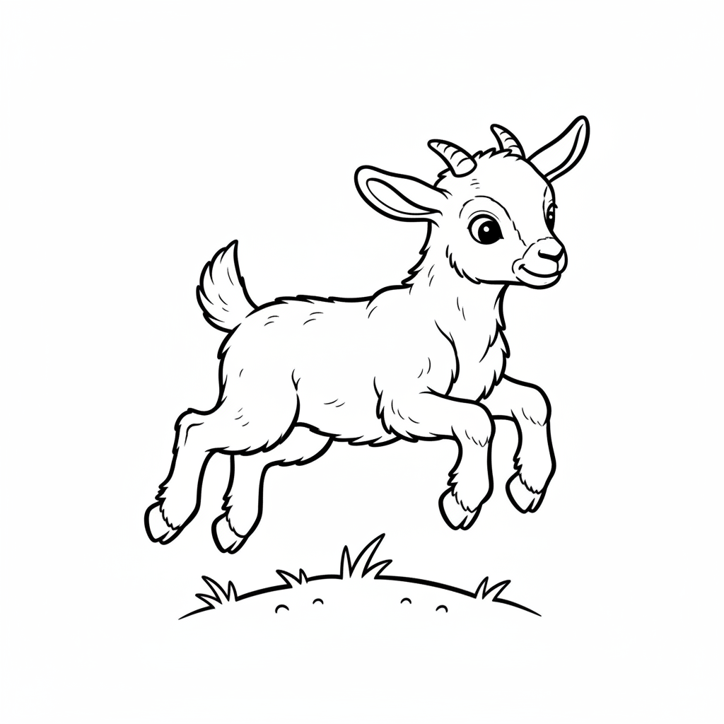 Babyziegenkitz springend spielerisch energisch - Kostenloses druckbares Ausmalbild Babyziegenkitz springend spielerisch energisch - Kostenloses druckbares Ausmalbild