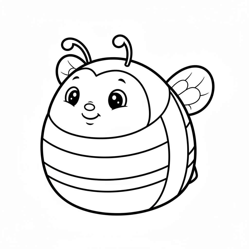 Ett sött bi i mjuk plysch med små ränder och vingar - Gratis utskrivbar målarbild Ett sött bi i mjuk plysch med små ränder och vingar - Gratis utskrivbar målarbild