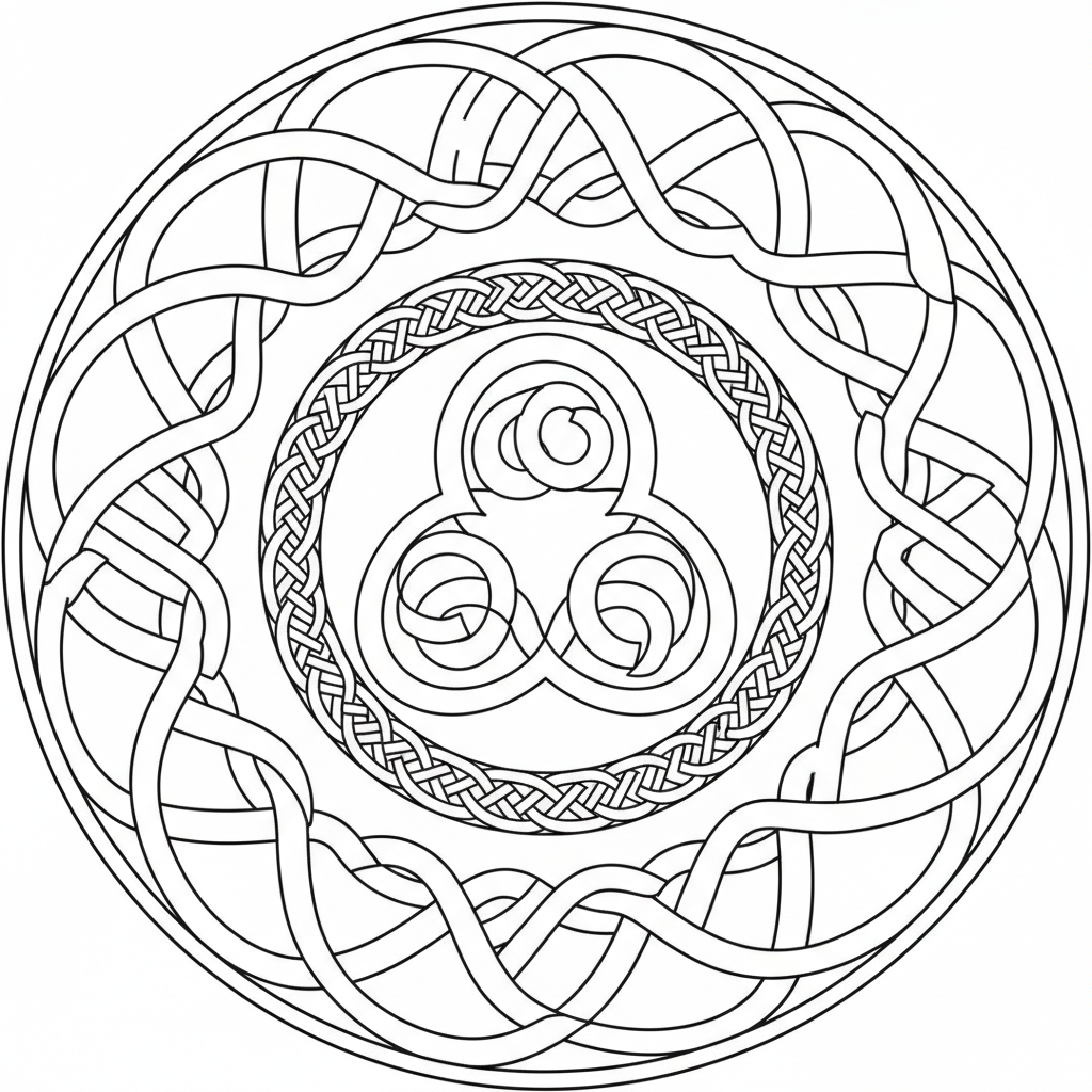 Nodo celtico motivo circolare intricato intreccio infinito - Disegno da colorare gratuito Nodo celtico motivo circolare intricato intreccio infinito - Disegno da colorare gratuito