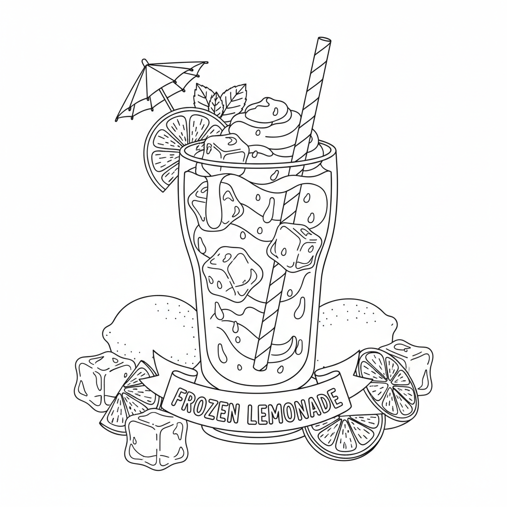 Limonade glacée, boisson rafraîchissante et froide - Free Printable Coloring Page