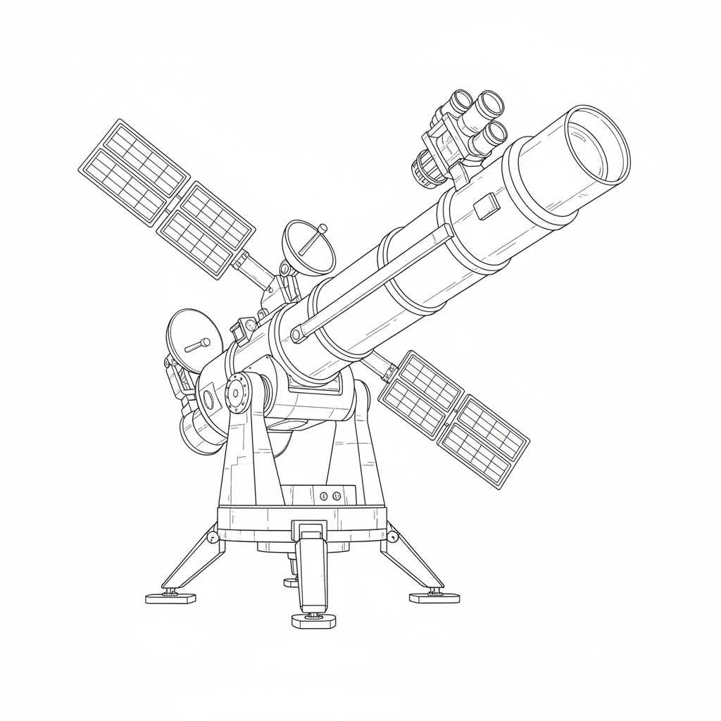 Sun Explorer Telescope - Free Printable Coloring Page Sun Explorer Telescope - Free Printable Coloring Page