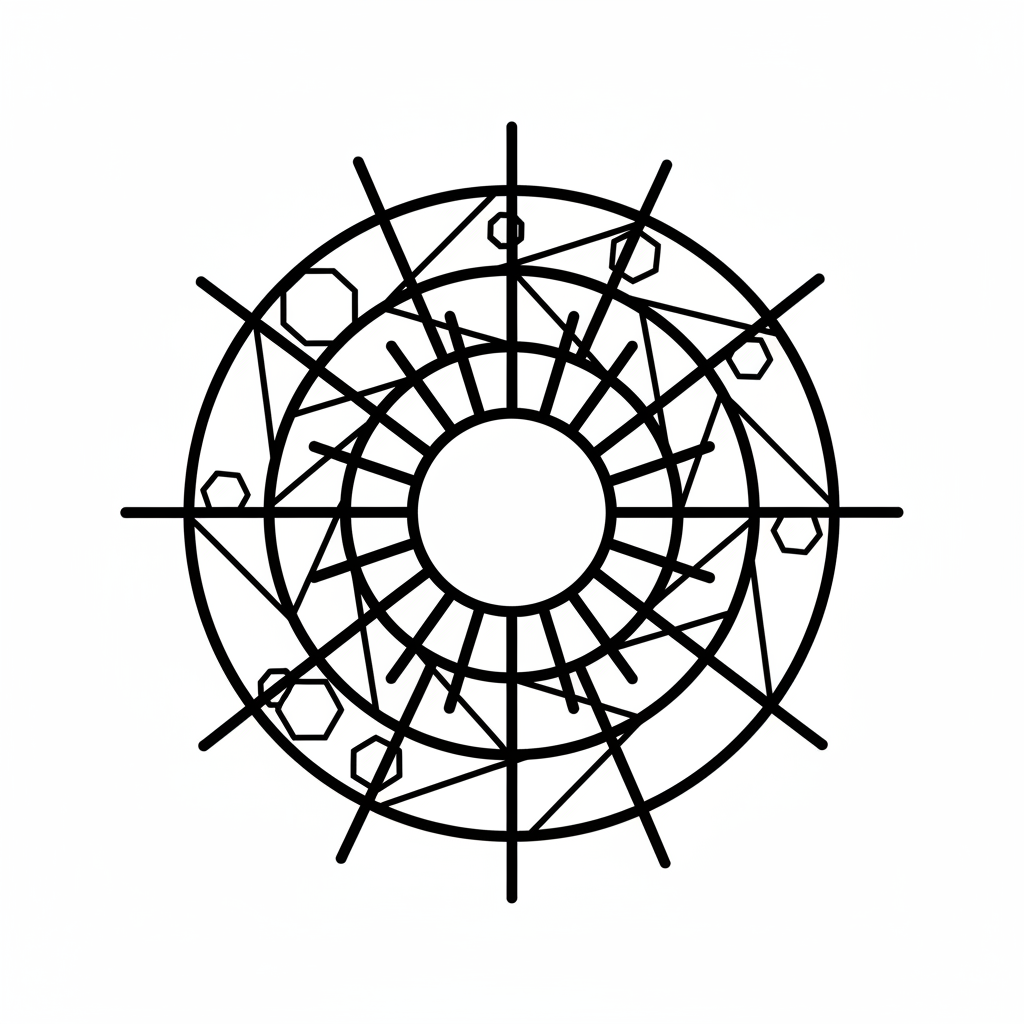 Effet de lumière artistique avec un objectif à effet de flare solaire - Coloriage gratuit à imprimer