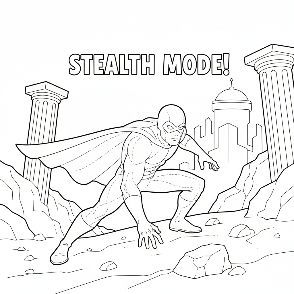 pouvoirs d'invisibilité de super-héros, furtivité, discrétion - Coloriage gratuit à imprimer pouvoirs d'invisibilité de super-héros, furtivité, discrétion - Coloriage gratuit à imprimer
