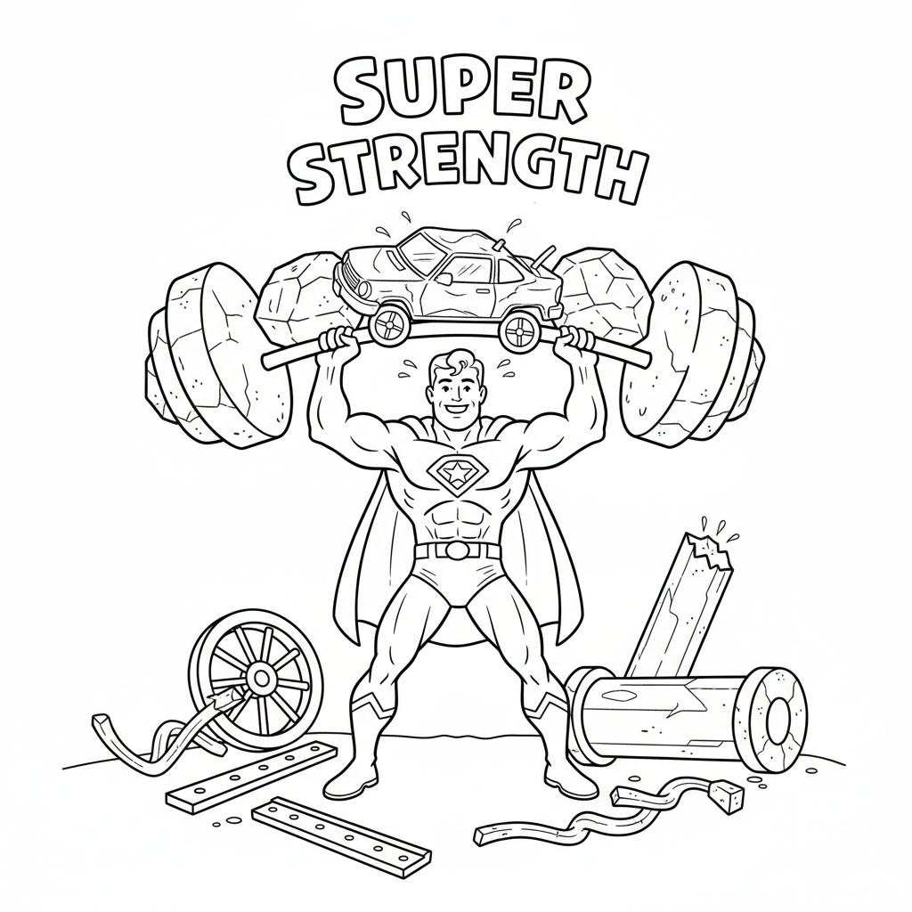 force surhumaine, force de levage d'objets lourds - Coloriage gratuit à imprimer force surhumaine, force de levage d'objets lourds - Coloriage gratuit à imprimer
