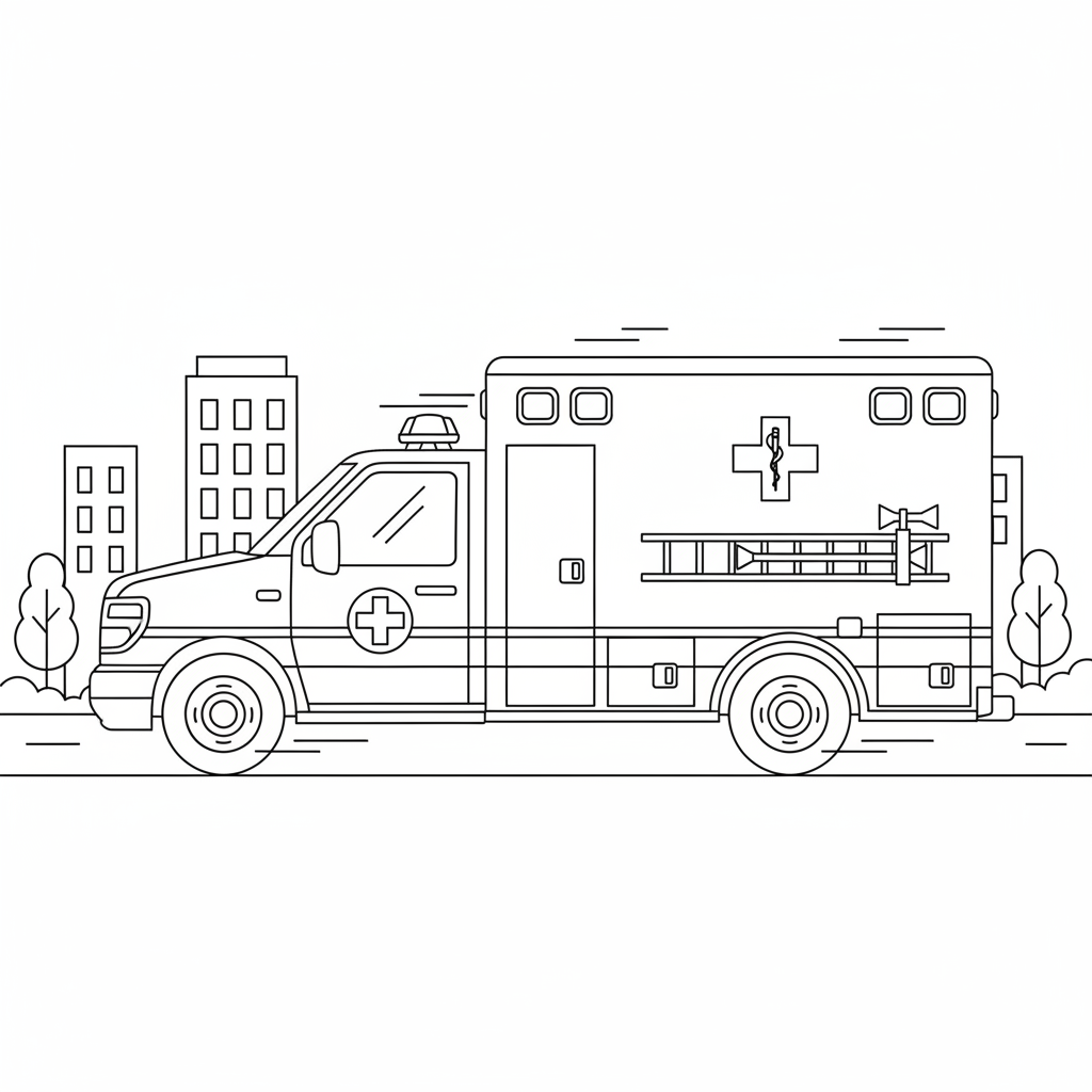Ambulance Rescue Truck - Free Printable Coloring Page Ambulance Rescue Truck - Free Printable Coloring Page