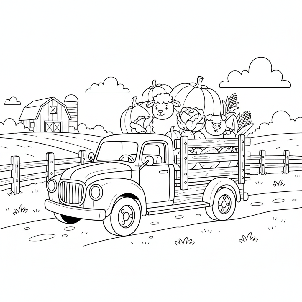 Camion di palificazione agricoltura trasporto prodotti bestiame recinzione - Disegno da colorare gratuito Camion di palificazione agricoltura trasporto prodotti bestiame recinzione - Disegno da colorare gratuito