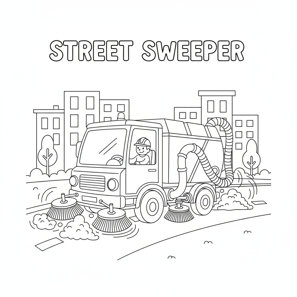 Autospazzatrice pulizia strade manutenzione città - Disegno da colorare gratuito Autospazzatrice pulizia strade manutenzione città - Disegno da colorare gratuito