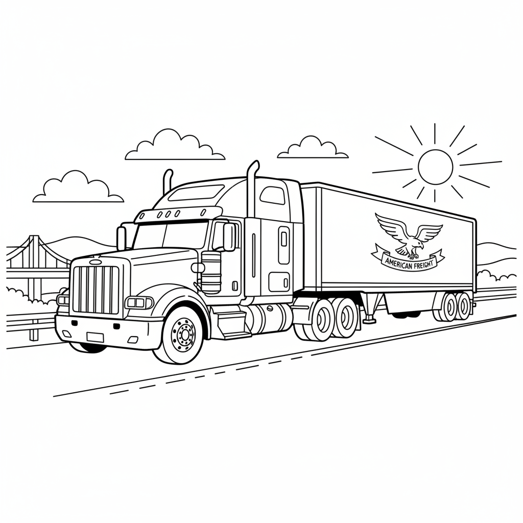 Combinazione di trattori e rimorchi per il trasporto interstatale a lungo raggio - Disegno da colorare gratuito Combinazione di trattori e rimorchi per il trasporto interstatale a lungo raggio - Disegno da colorare gratuito