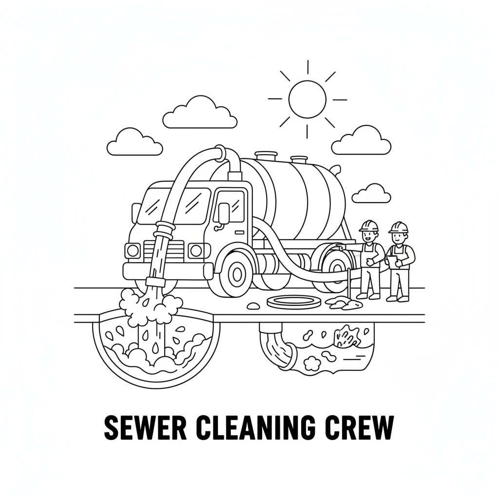 Aspiratore per la pulizia delle fognature Manutenzione delle reti fognarie - Disegno da colorare gratuito Aspiratore per la pulizia delle fognature Manutenzione delle reti fognarie - Disegno da colorare gratuito