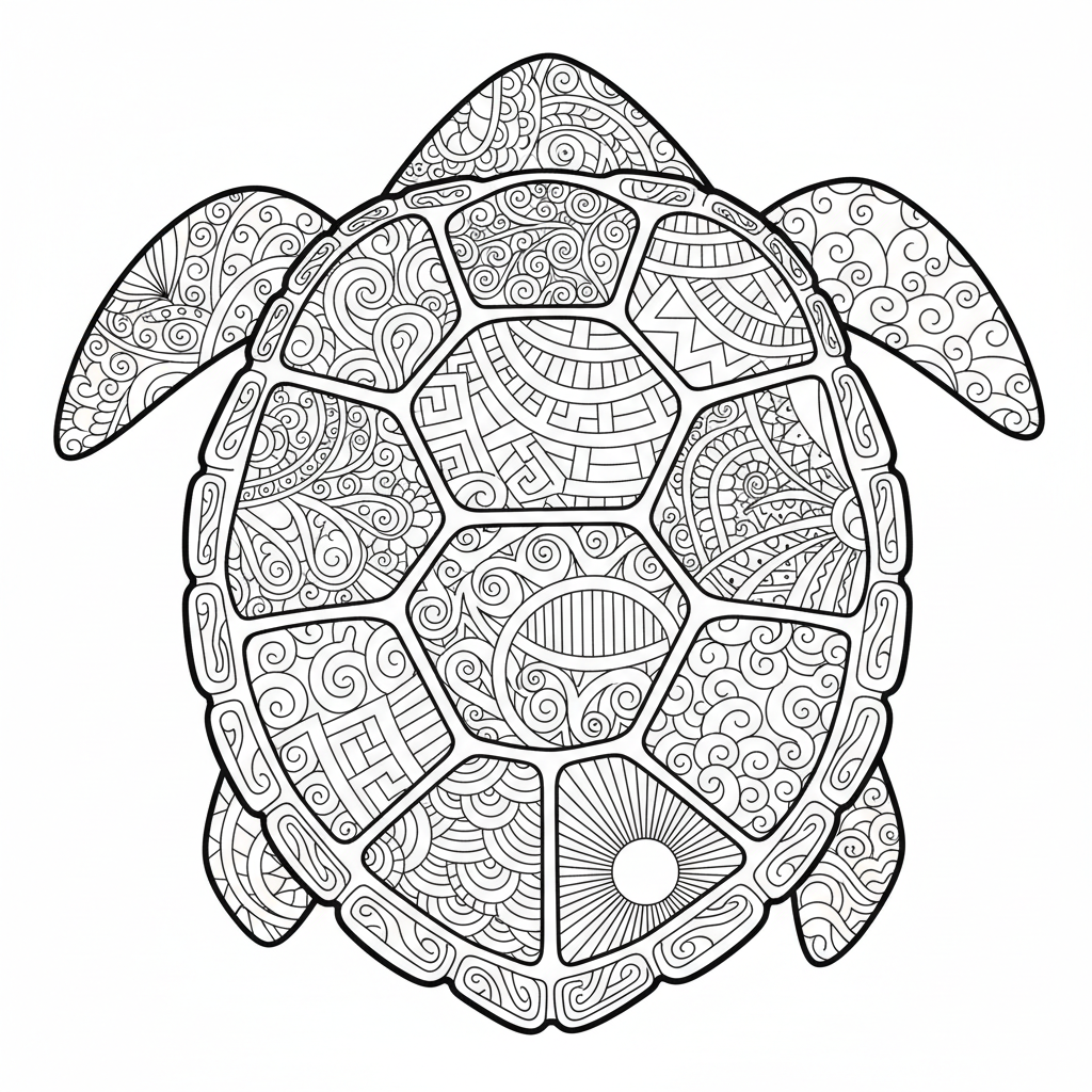 Decorated Turtle Shell Patterns - Free Printable Coloring Page Decorated Turtle Shell Patterns - Free Printable Coloring Page