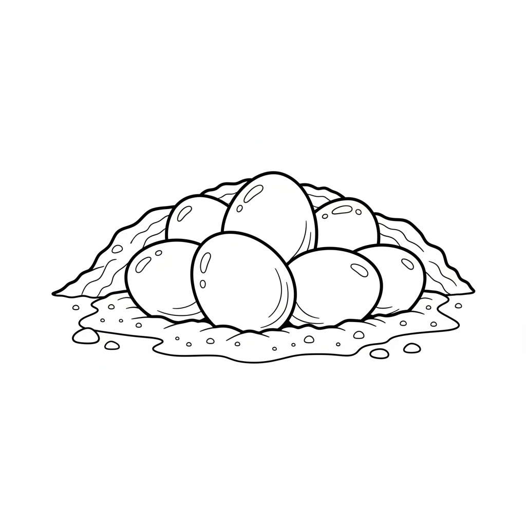 Turtle eggs round sand buried protection clutch - Free Printable Coloring Page