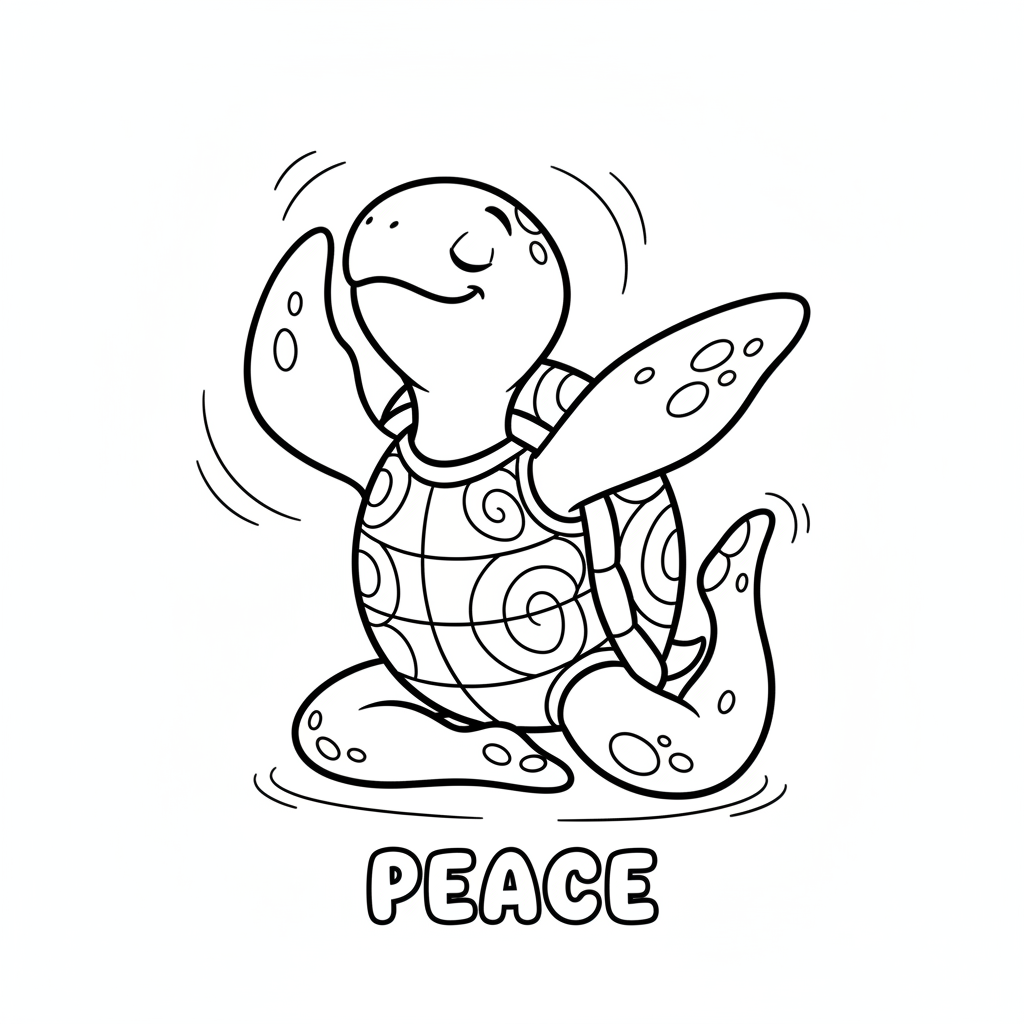 Turtle yoga stretching peaceful slow relaxed pose - Free Printable Coloring Page Turtle yoga stretching peaceful slow relaxed pose - Free Printable Coloring Page