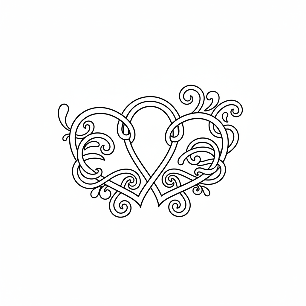 Double Hearts Intertwined Together - Free Printable Coloring Page Double Hearts Intertwined Together - Free Printable Coloring Page