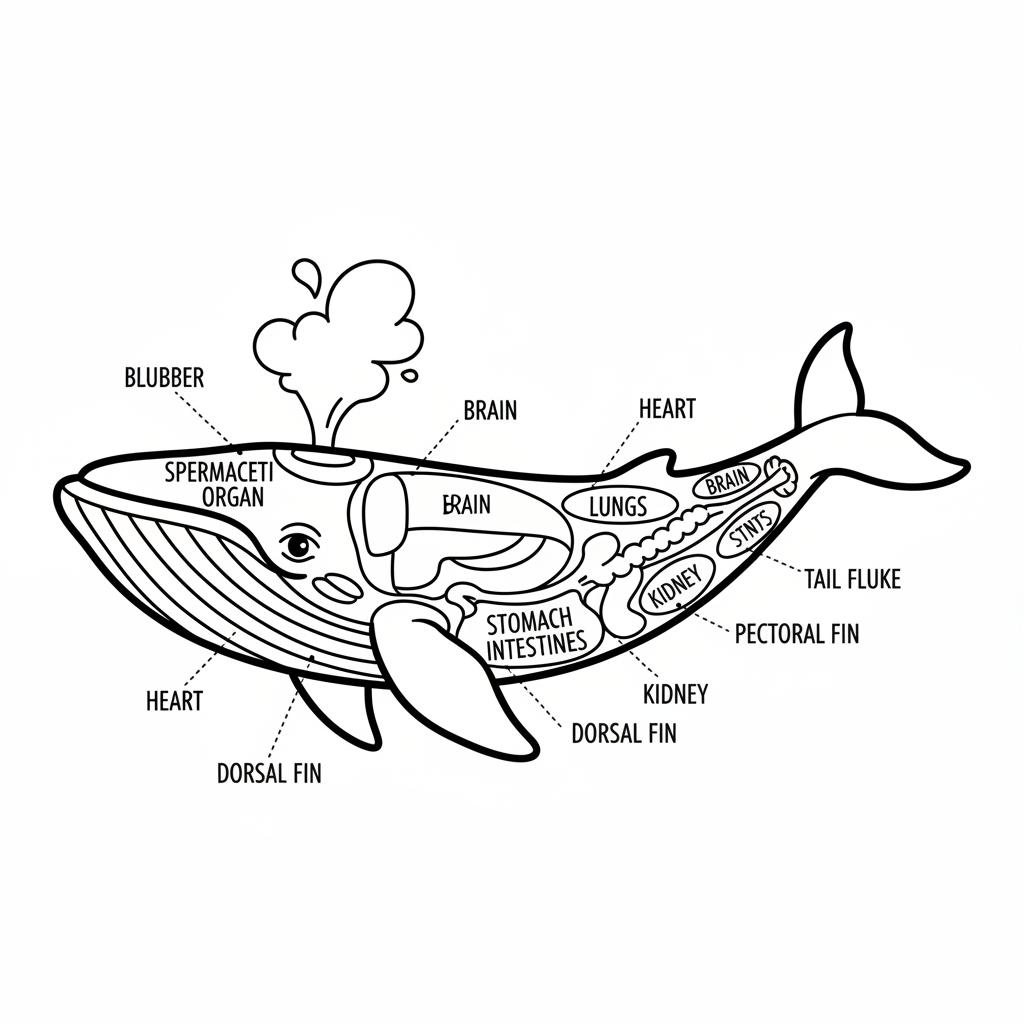 Anatomia della balena diagramma didattico scienza biologia - Free Printable Coloring Page Anatomia della balena diagramma didattico scienza biologia - Free Printable Coloring Page