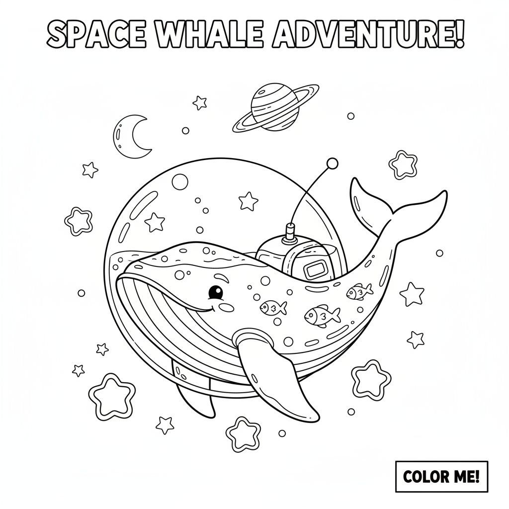 Valastronaut som flyter i rymdvattenbubbeldräkt - Gratis utskrivbar målarbild