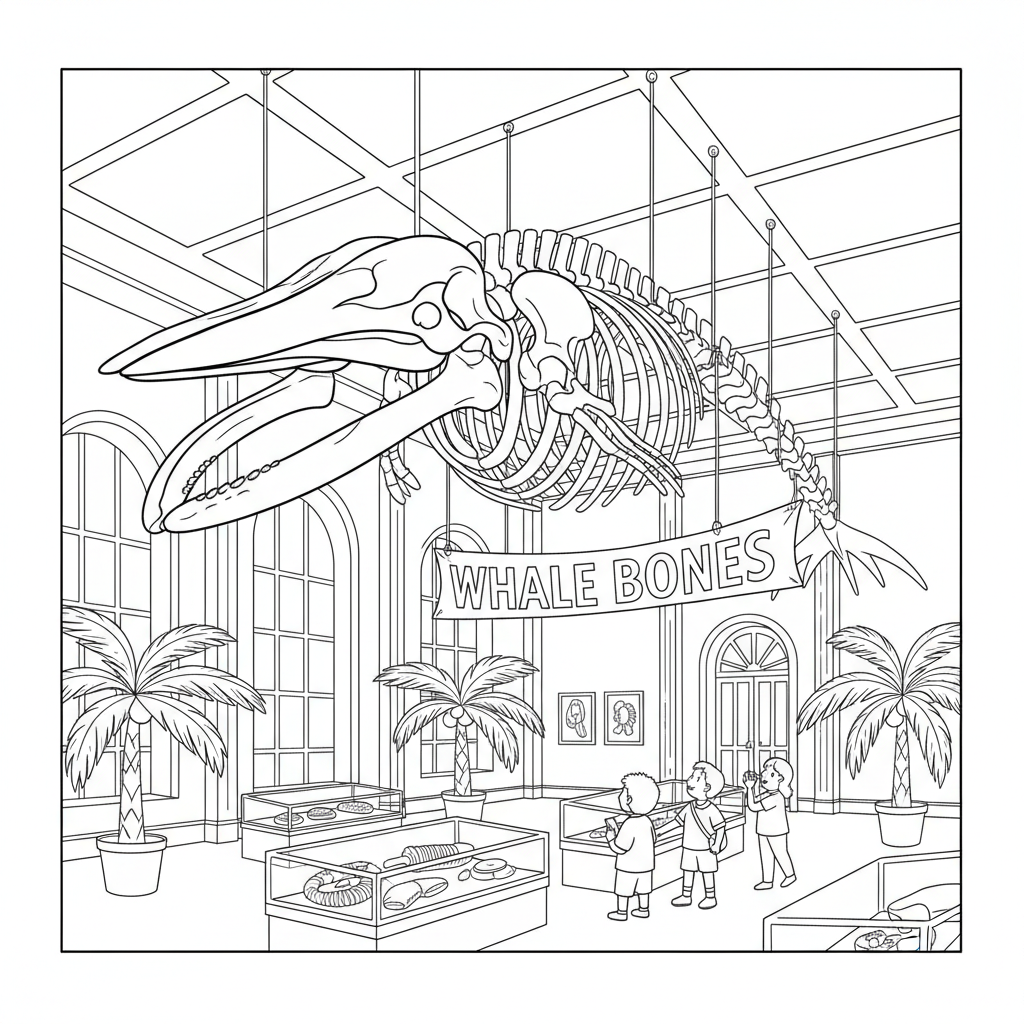 Scheletro di osso di balena museo di storia naturale - Free Printable Coloring Page Scheletro di osso di balena museo di storia naturale - Free Printable Coloring Page
