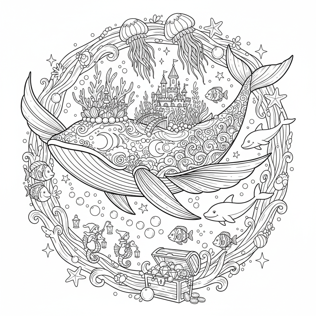 Val saga fantasi magisk havshistoria - Gratis utskrivbar målarbild