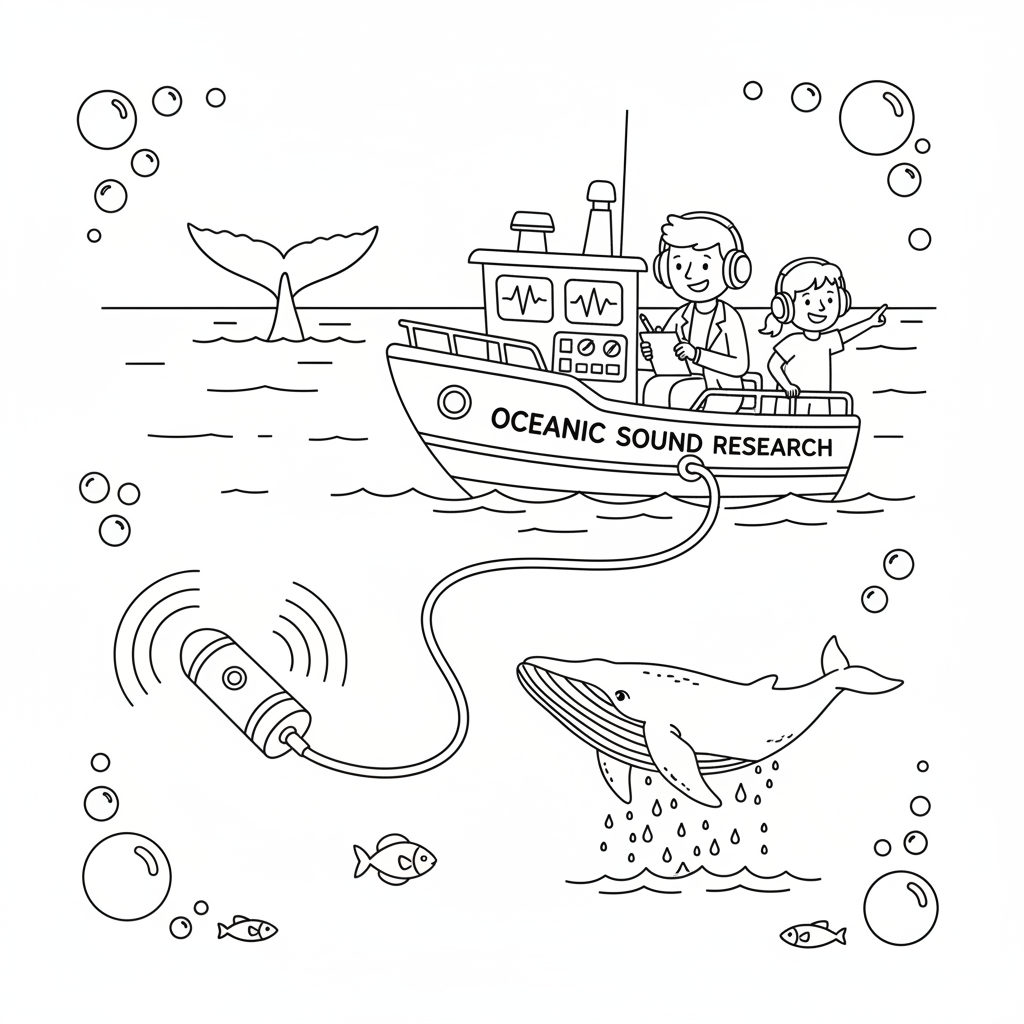 Valljud inspelande hydrofonforskning vetenskap - Gratis utskrivbar målarbild