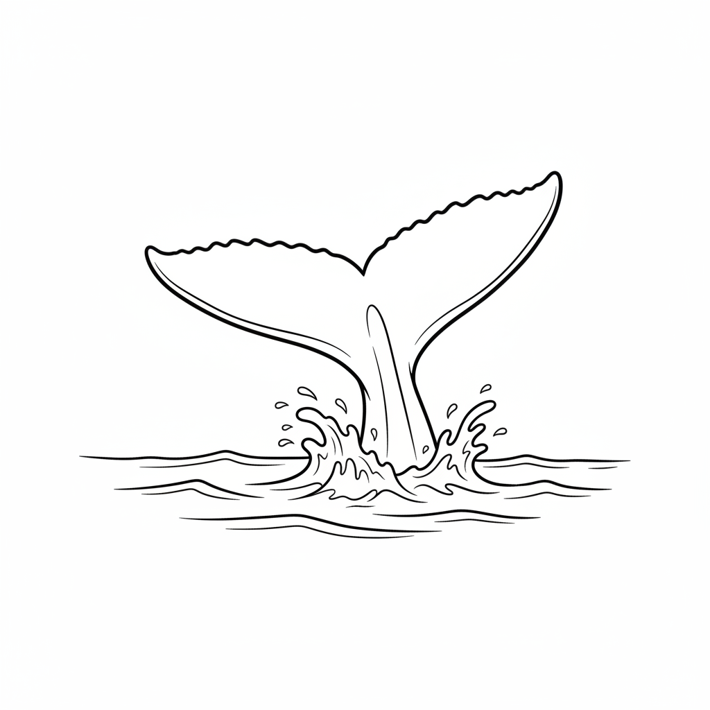 Whale Tail Above Water - Free Printable Coloring Page Whale Tail Above Water - Free Printable Coloring Page