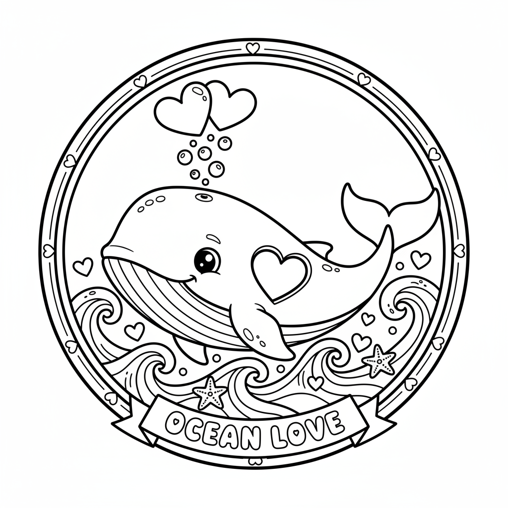 Val Alla hjärtans dag hjärta kärlek romantisk söt hav - Gratis utskrivbar målarbild