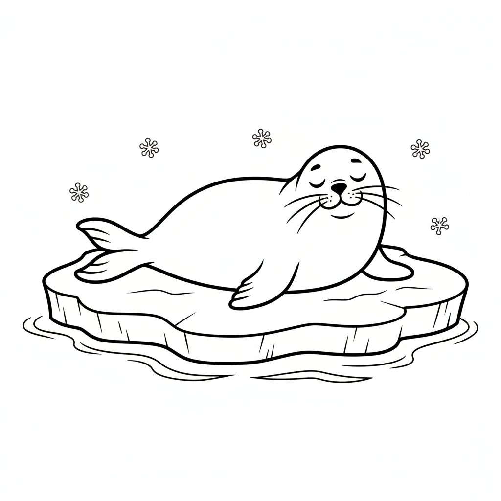 Säl på isflak vilar lugnt och stilla - Gratis utskrivbar målarbild Säl på isflak vilar lugnt och stilla - Gratis utskrivbar målarbild