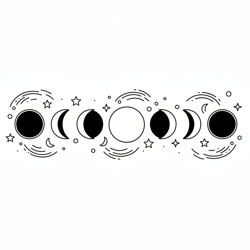 fasen van de maan - Gratis afdrukbare kleurplaat