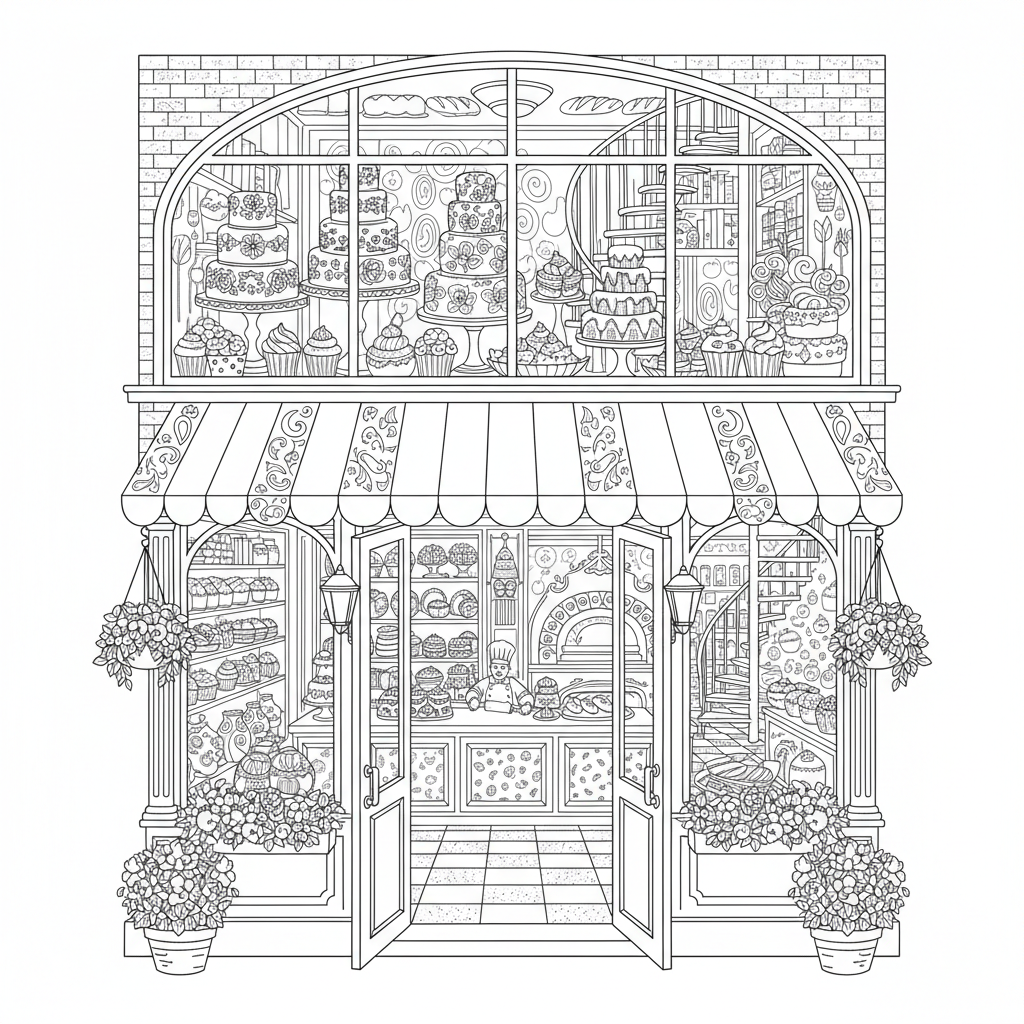 Sweet Shop Delight Coloring Page - Free Printable Coloring Page Sweet Shop Delight Coloring Page - Free Printable Coloring Page