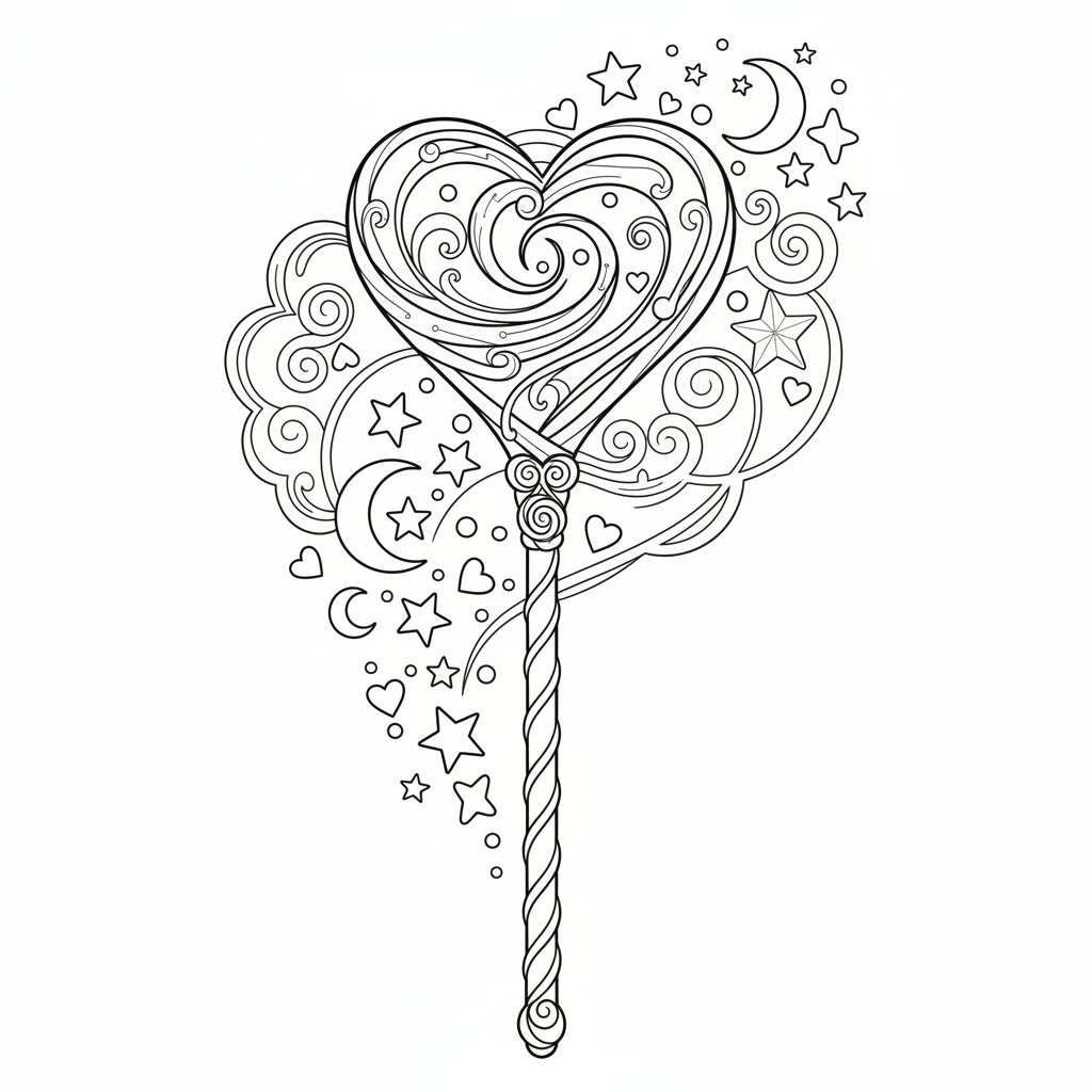 Enchanted Heart Magic Wand Coloring Page - Free Printable Coloring Page Enchanted Heart Magic Wand Coloring Page - Free Printable Coloring Page