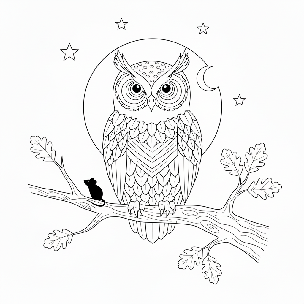 Owl on a Branch at Night - Image B
